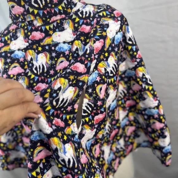 Children's Girls Unicorn Handmade Poncho Turtleneck Sweater - Picture 5 of 10